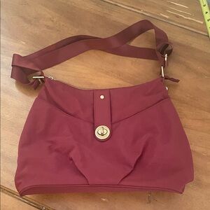 Baggalini Brick Red Shoulder Bag with Gold Accents